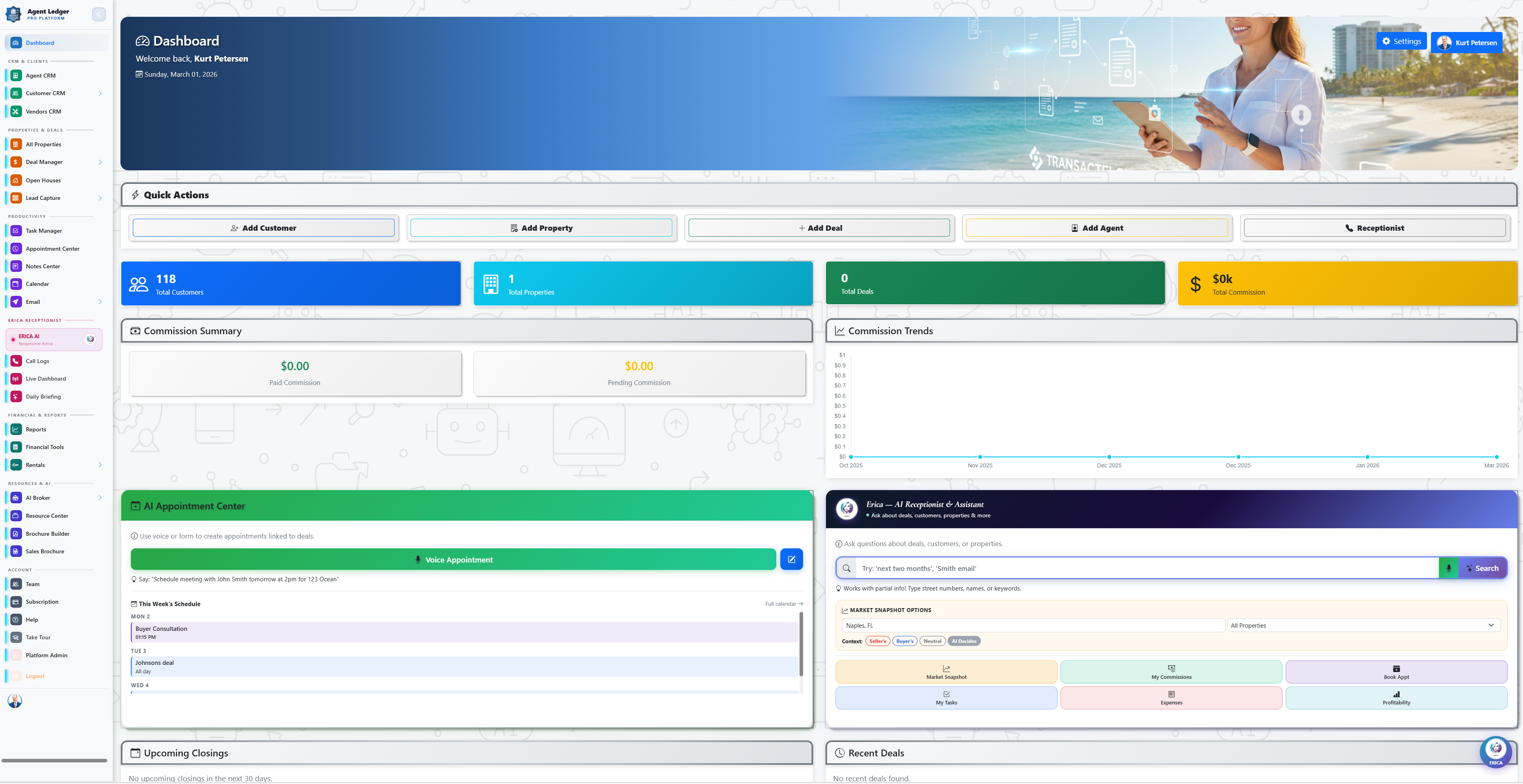 Agent Ledger – Light Mode Dashboard
